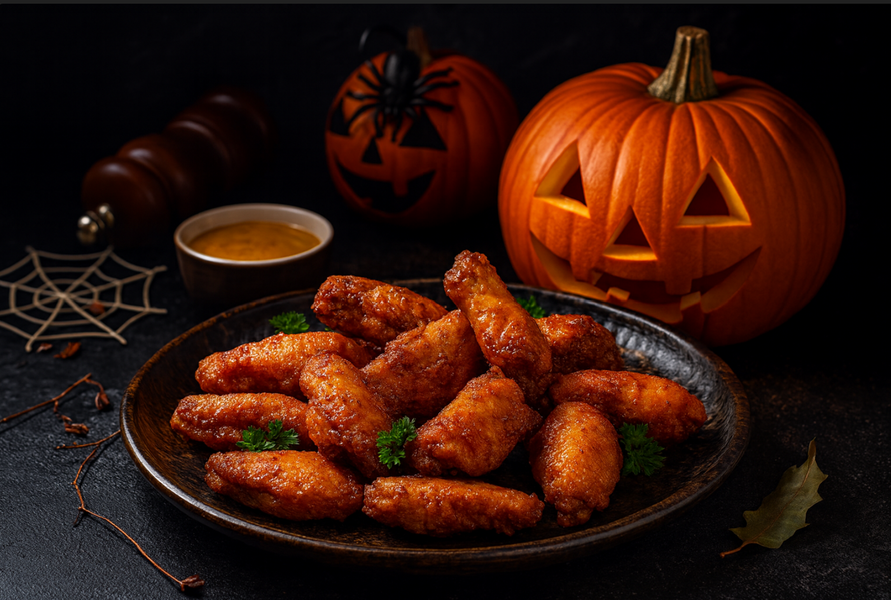 Halloween Party Snack Platter: Fried Bites with Dipping Sauces